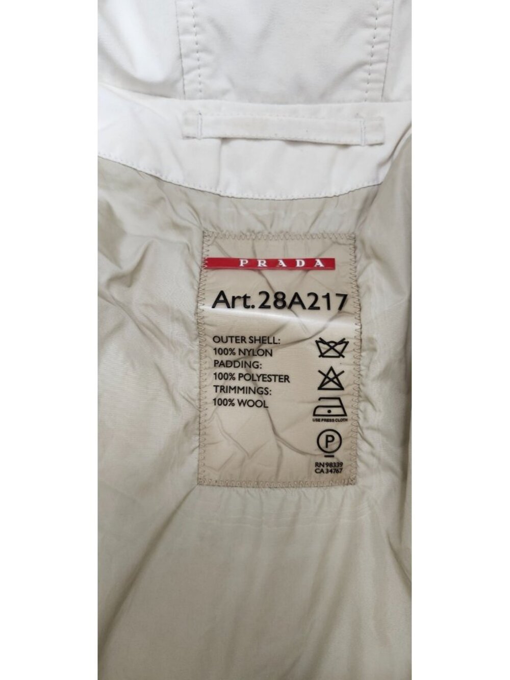 PRADA Sport Linea Rossa Gore-Tex Jacket Womens 42 White Real Fur Hood Nylon Coat - Picture 13 of 16